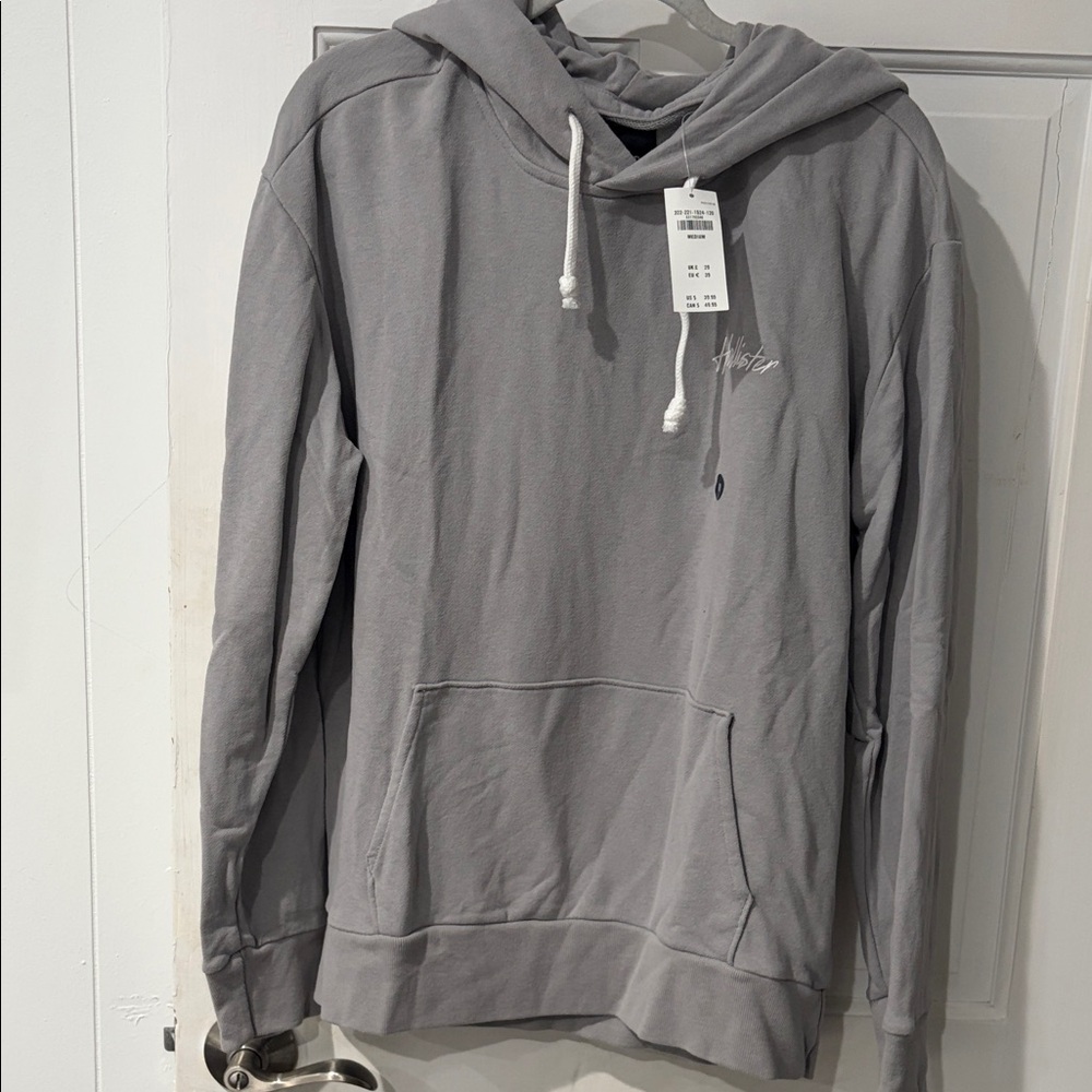 Hollister Light Gray Hoodie with Drawstring